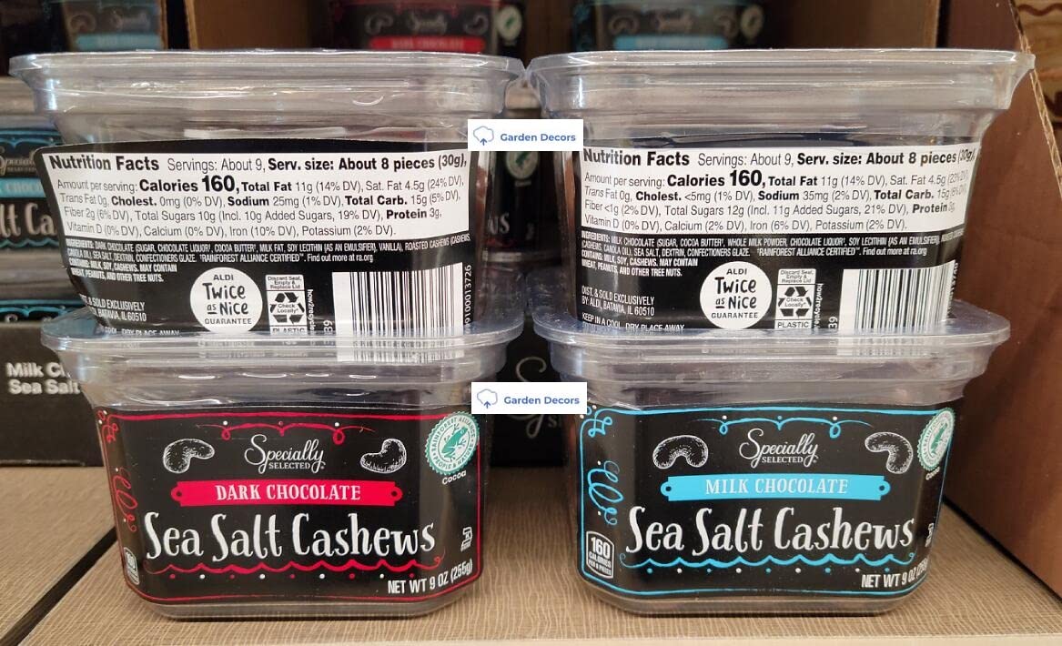 Specially Selected Dark and Milk Chocolate Sea Salt Cashews 9oz 255g (Four Containers)