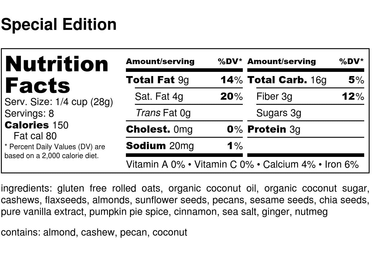Matterhorn Gourmet Special Edition Granola Gluten Free Vegan Low in Sugar