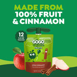 GoGo squeeZ No Sugar Added Applesauce and Fruit Puree, Apple Cinnamon, 3.2 oz Pouches (Pack of 12), Fruit Snacks for Kids, Gluten Free, Nut Free