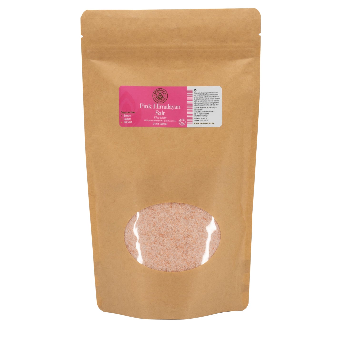 Aromatics International Pink Himalayan Salt, Fine Grain 24oz | Pure, Unrefined Gourmet Salt for Cooking, Seasoning, Bath Soaks & DIY Skincare | Rich