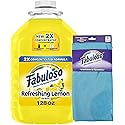 Fabuloso Lemon All Purpose Cleaner, Floor Cleaner, Makes 64 Gallons per Bottle - 128oz Cleaner Cloth - Colors & Packaging May Vary