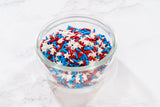 Bakerpan July 4th Sprinkles for Cake Decorating - Star Confetti Mix - Patriotic Edible Confetti Sprinkles for Cupcakes, Ice Cream, Cookies, Cakes