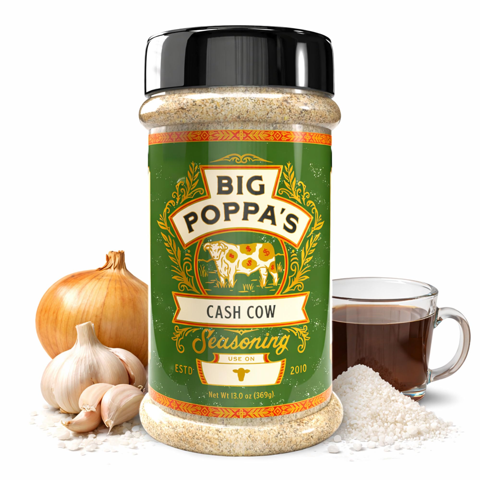 Big Poppa’s Cash Cow Beef Rub - Championship BBQ Seasoning for Brisket, Burgers & Ribeye - Balanced Beefy Flavor with Smoked Sea Salt & Natural Beef