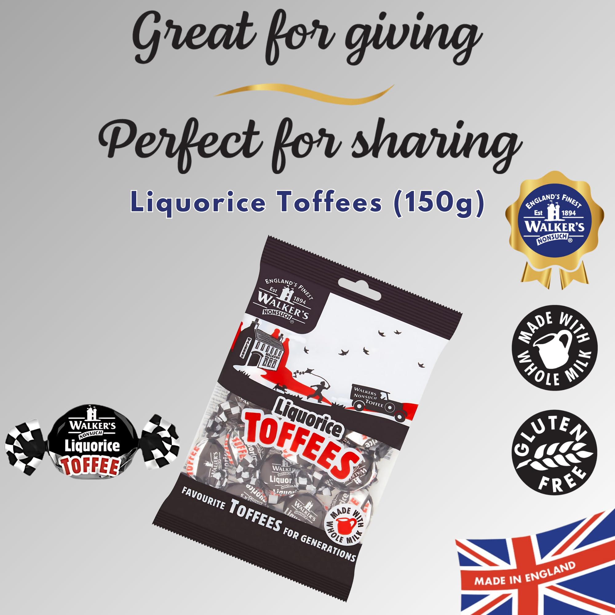 Walkers' Nonsuch Liquorice Toffees | with Condensed Milk & Black Treacle | Imported from the UK | Traditional British Candy | Old Fashioned Licorice