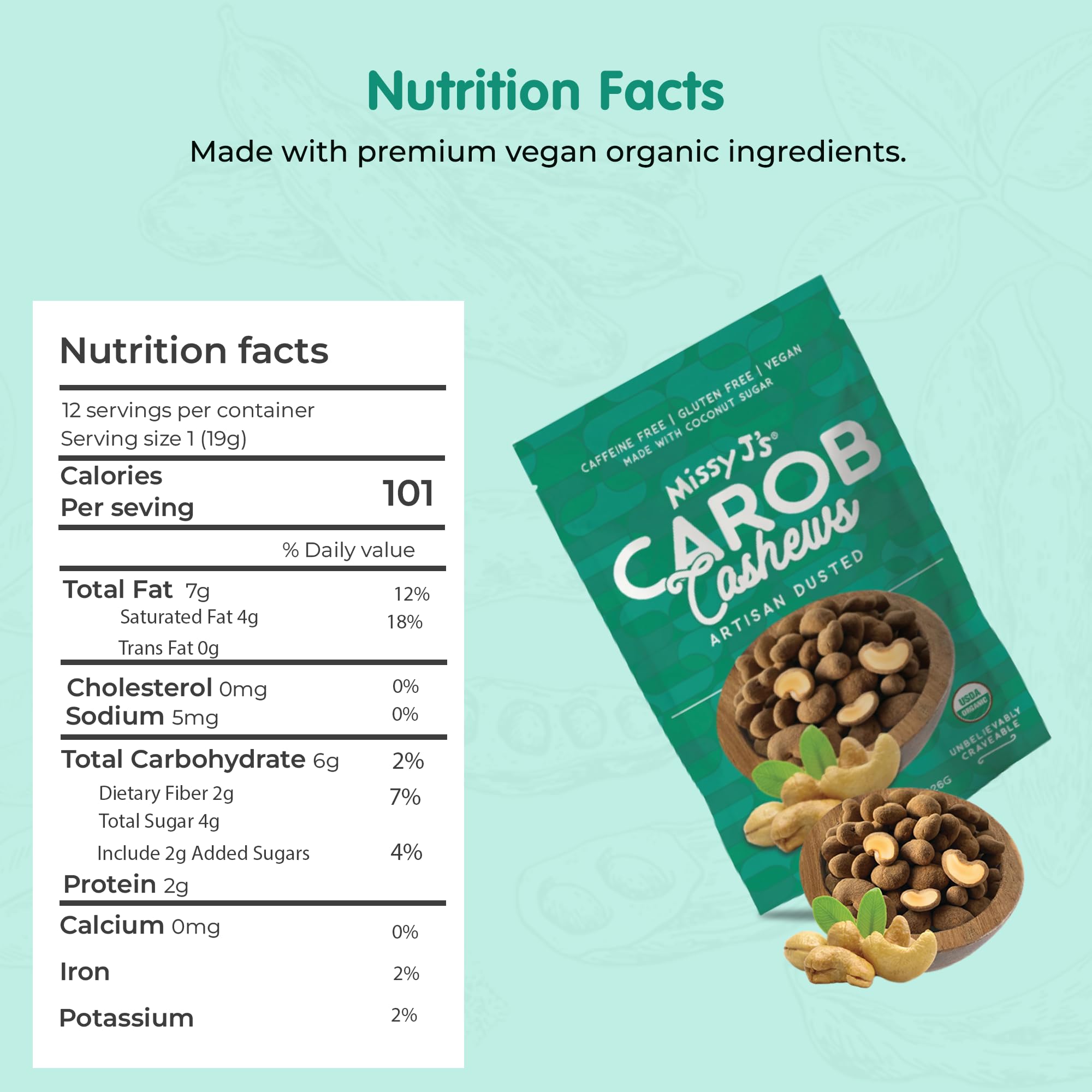 Missy J's Organic Carob Covered Cashews 8 Oz 3 Pack, Vegan Gluten Free, Substitute for Chocolate, Perfect for Snacks and Treats