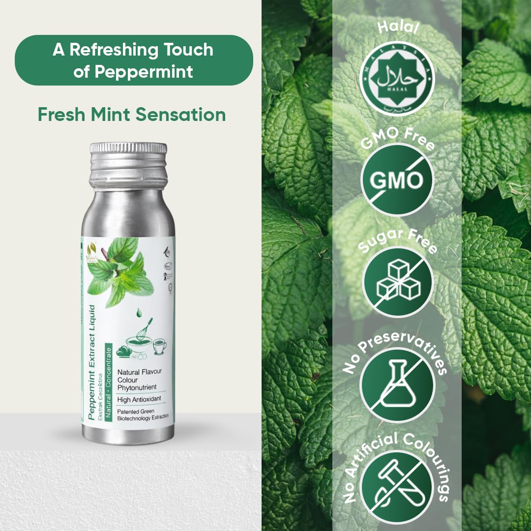 Bionutricia Peppermint Extract Liquid 2.8oz - High Potency 10:1 Ratio - 100% Natural Culinary Grade Mint Flavoring for Baking, Chocolate & Beverages