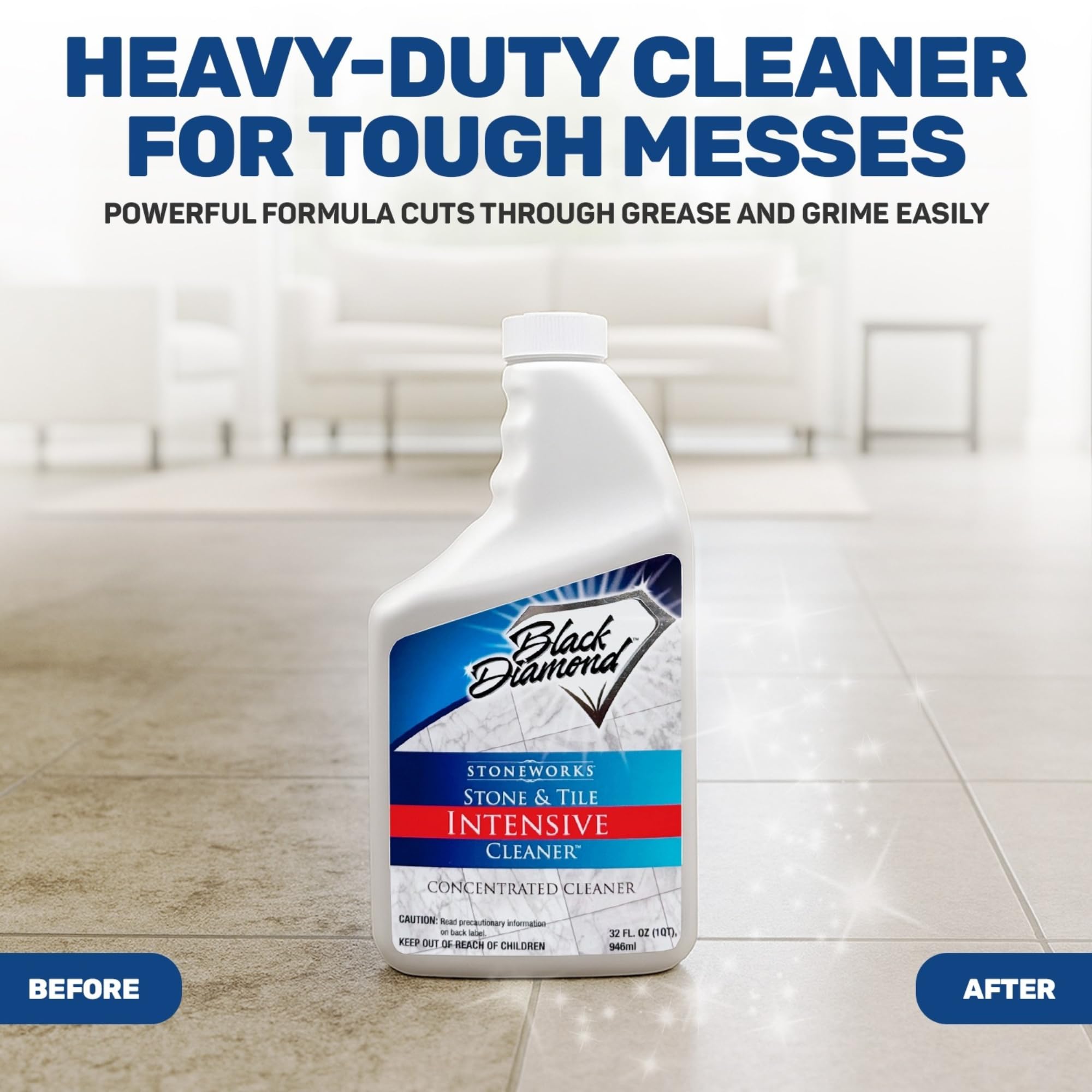 Black Diamond Stoneworks Stone & Tile Intensive Cleaner: Concentrated Deep Cleaner, Marble, Limestone, Travertine, Granite, Slate, Ceramic & Porcelain