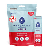 WakeWater Plus Energy Powder | Cherry Lime, 10 x 5g sticks | Vitamins and Electrolytes | Natural Green Tea Caffeine | No Sugar or Artificial