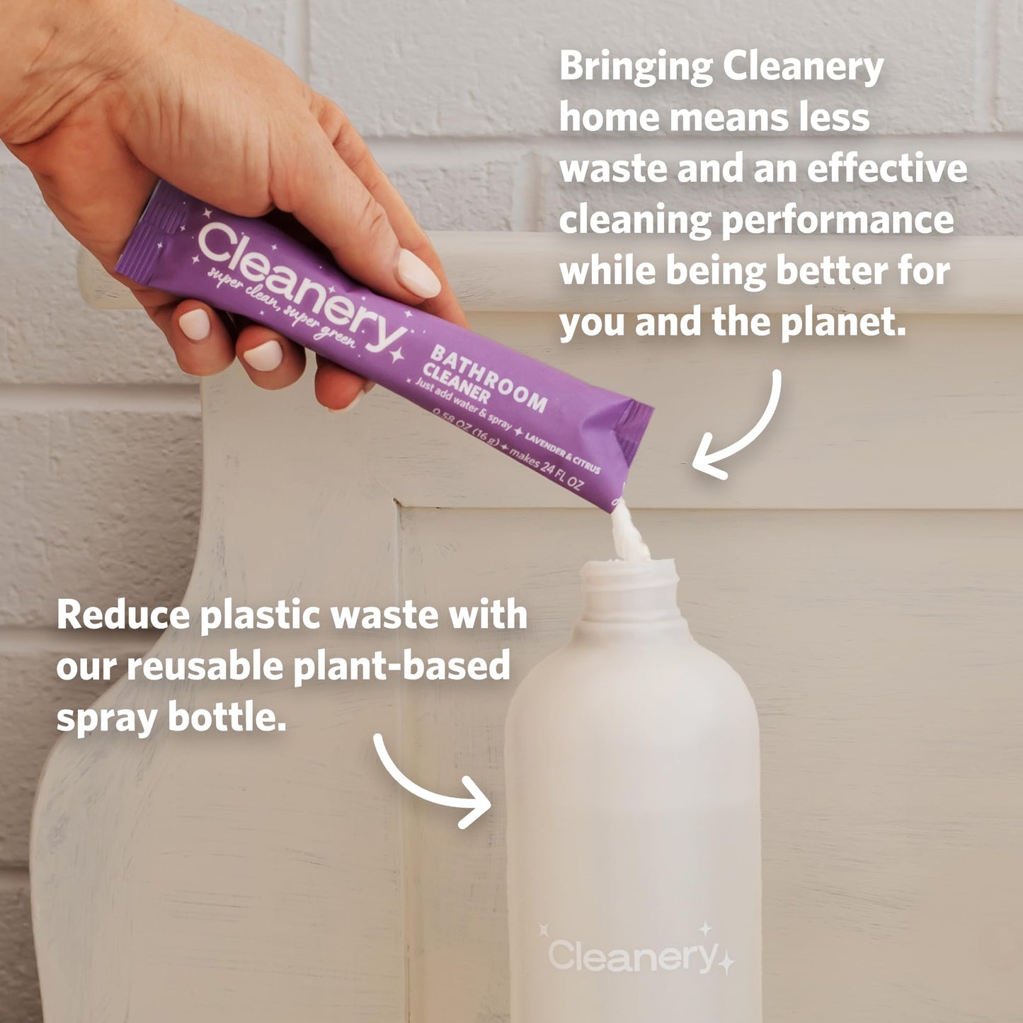 Cleanery Bathroom Cleaner Powder Concentrate Refills 4 Pack, Makes 24 fl oz Each, Lavender & Citrus