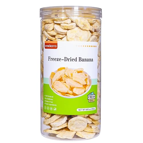 Freeze-Dried Banana Slices, 8.81 Oz | Crispy,Freeze-Dried Fruit Snack | Resealable Jar for Pantry Storage | Great for Travel, Hiking, Camping