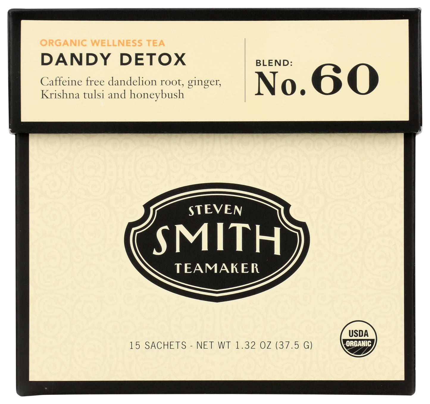 Smith Teamaker | Dandy Detox - Dandelion Root, Spicy Krishna Tulsi, Ginger & Honeybush | Caffeine-Free, Herbal, Certified Organic, Vibrant Wellness