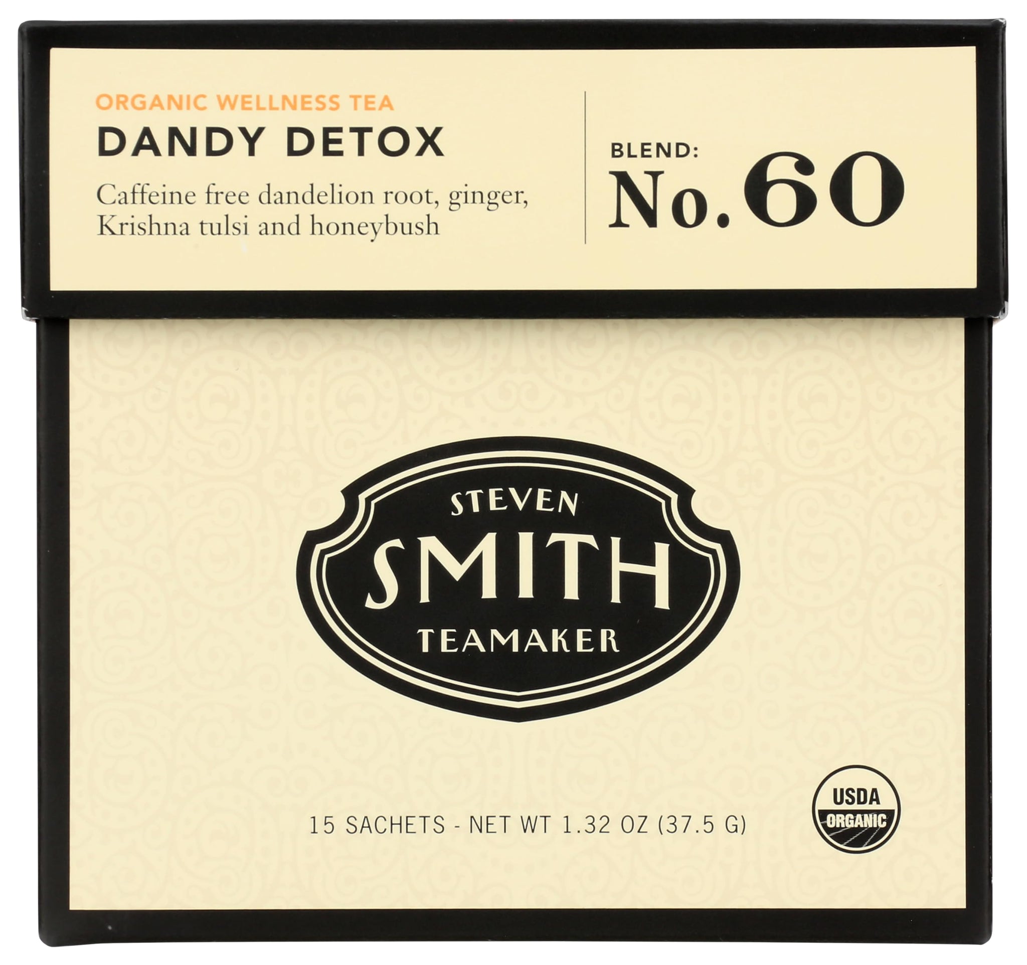 Smith Teamaker | Dandy Detox - Dandelion Root, Spicy Krishna Tulsi, Ginger & Honeybush | Caffeine-Free, Herbal, Certified Organic, Vibrant Wellness