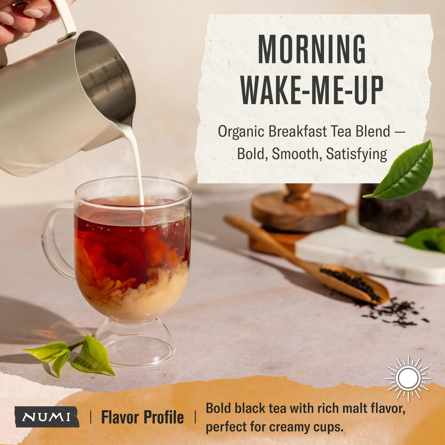 Numi Organic Breakfast Blend Tea | 100 Black Tea Bags | Assam, Ceylon & Darjeeling Black Teas | Caffeinated