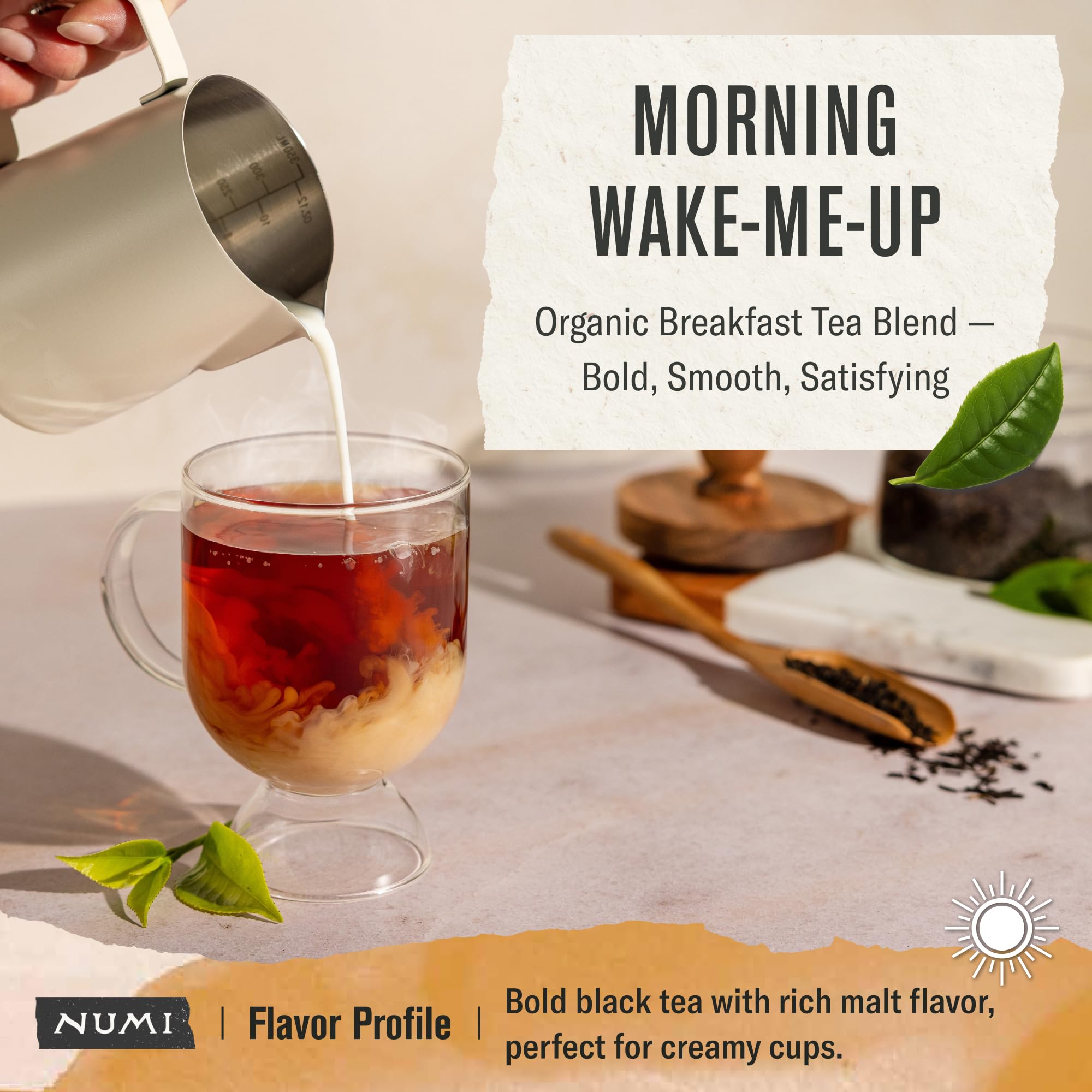 Numi Organic Breakfast Blend Tea | 18 Black Tea Bags | Assam, Ceylon & Darjeeling Black Teas | Caffeinated