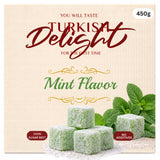 Turkish Delight Mint Flavor 450g (~1lb) - Traditional Lokum Candy with Refreshing Mint Taste - Soft Chewy Gourmet Dessert - No Additives - Made