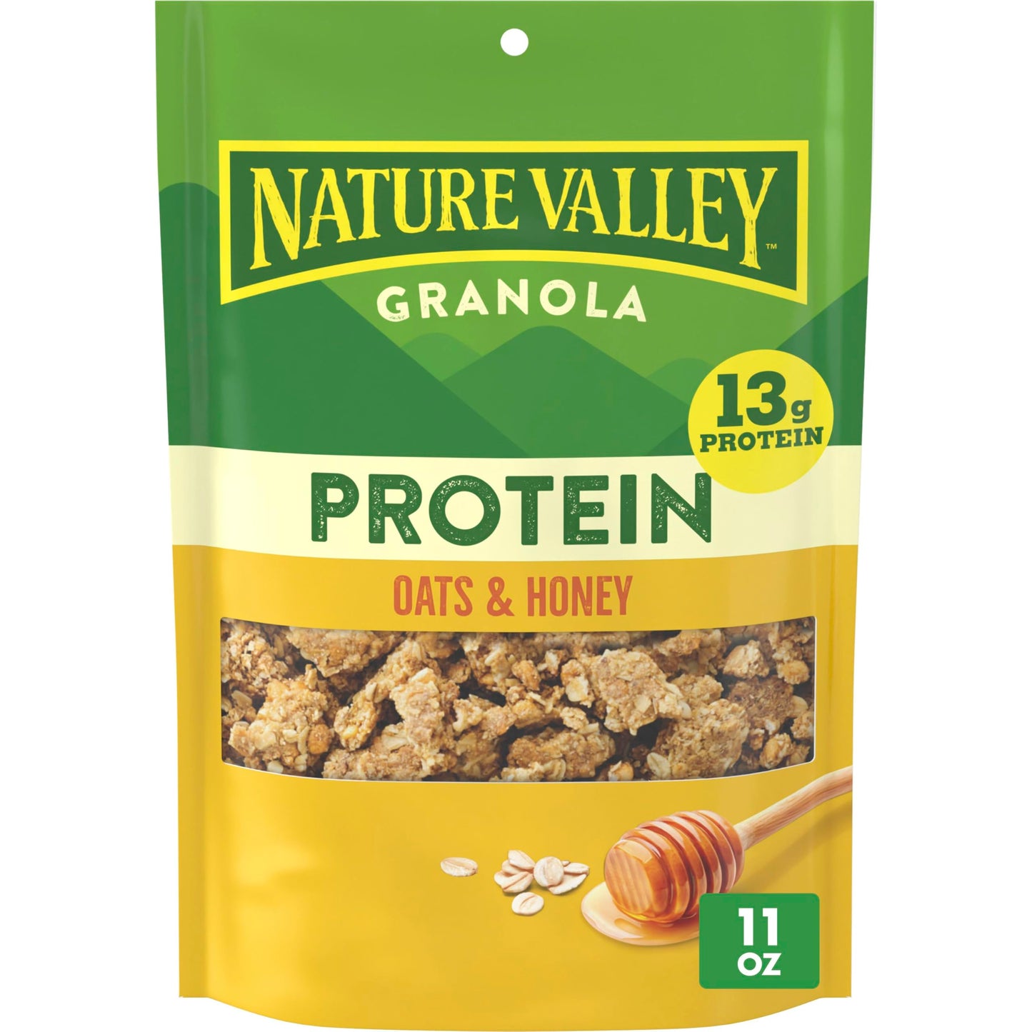 Nature Valley Protein Granola, Oats and Honey Granola, Resealable Snack Pouch, 11 oz
