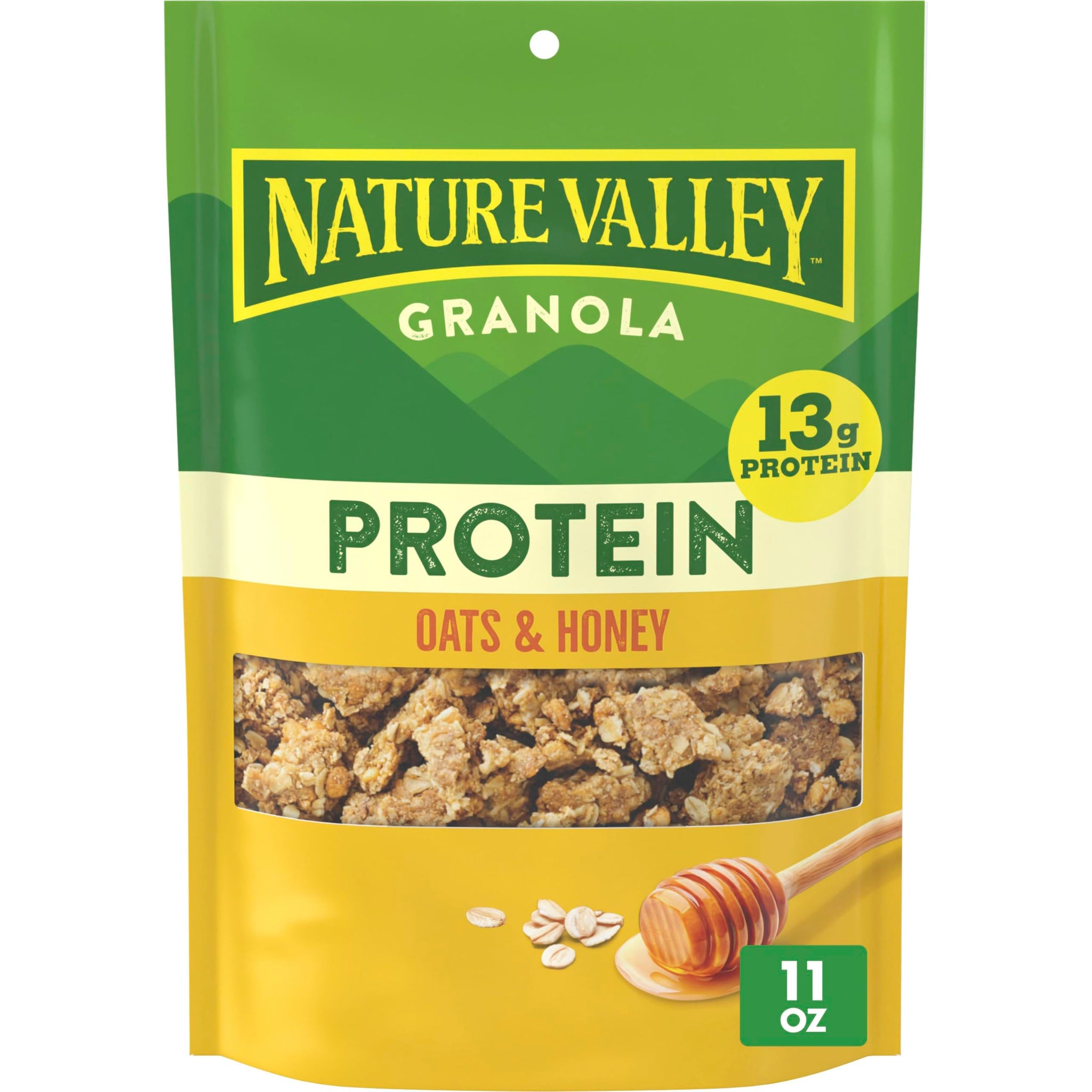 Nature Valley Protein Granola, Oats and Honey Granola, Resealable Snack Pouch, 11 oz