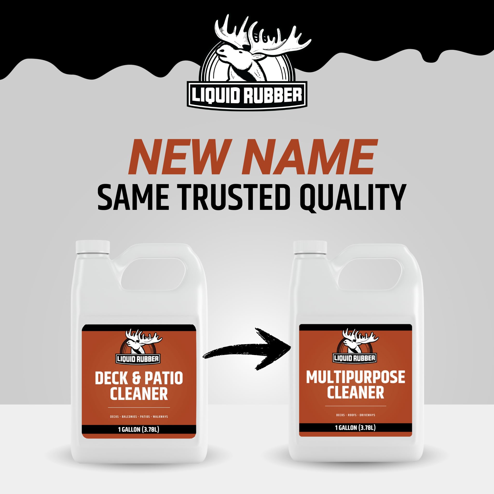 Liquid Rubber Multipurpose Outdoor Cleaner, Heavy Duty Surface Cleaner for Wood, Concrete, Brick, Vinyl, Roof, Driveway & Deck Prep, Fast Acting, 1