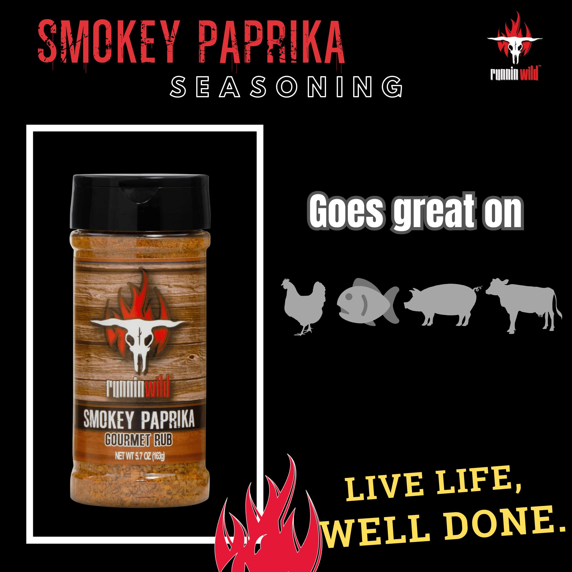 Smokey Paprika Seasoning | Smoked Paprika balanced out with brown sugar, spices, and a hint of natural smoke flavor | Runnin’ Wild Foods, 5.7 ounces