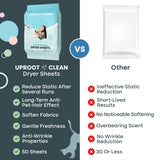 Uproot Clean Dryer Sheets Pet Hair Reducing (50 Pcs) Summer Wisteria Scent: The Ultimate Pet Hair Dryer Sheets for Homes With Animals - Reduces the