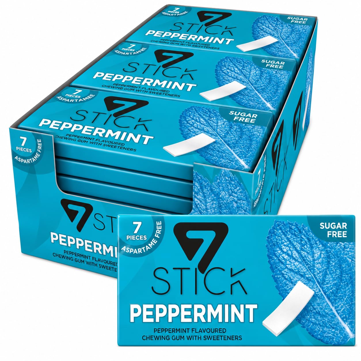 UNIQBITE Peppermint Sugar Free Chewing Gum, Natural Mint Gum Bulk, Sugarless Chicles for Fresh Breath, Aspartame Free, 24 Packs x 7 Pieces, 168 Count
