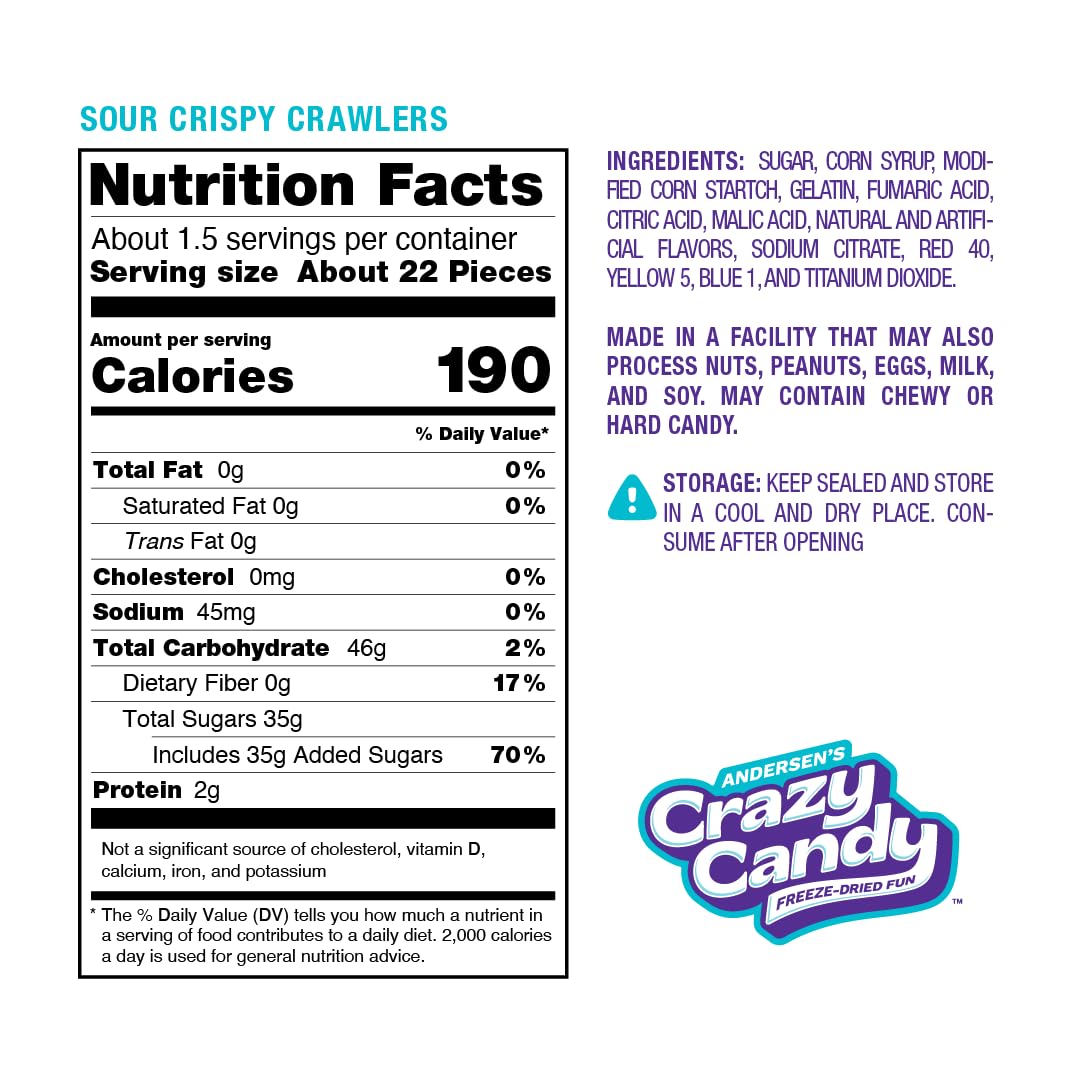 Freeze Dried Sour Gummy Worms, Crazy Candy Sour Crispy Crawlers - Tangy Coating Crunchy Candy, Hollow Texture Treats