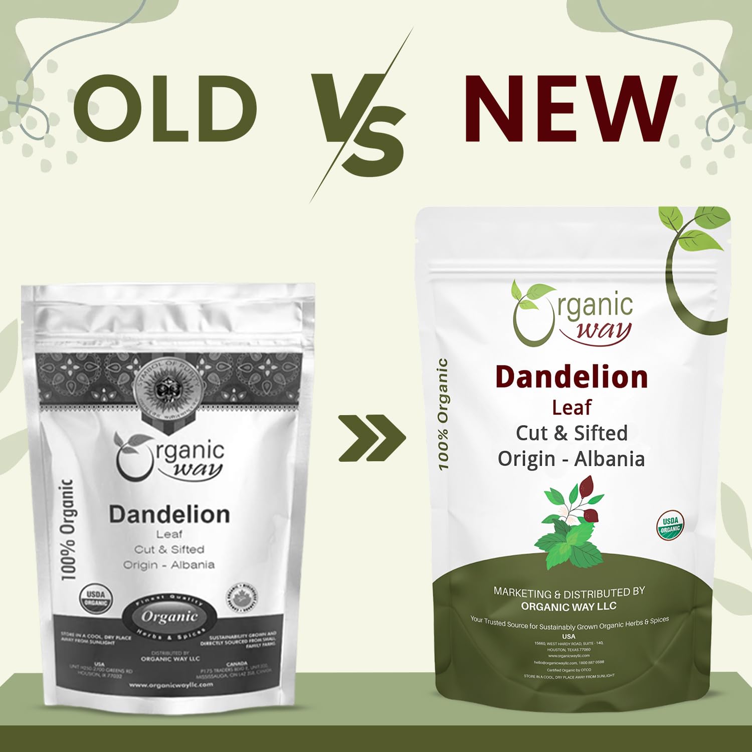 Organic Way Dandelion Leaf (Taraxacum Officinale) Cut & Sifted - Herbal Tea | European Wild-Harvest | Kosher & USDA Certified | Vegan, Non-GMO