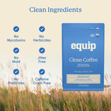 Equip Foods Clean Coffee | Gold Standard, Certified Organic, Fair Trade, Regenerative | Medium Roast, Whole Bean, Nicaragua | Brown