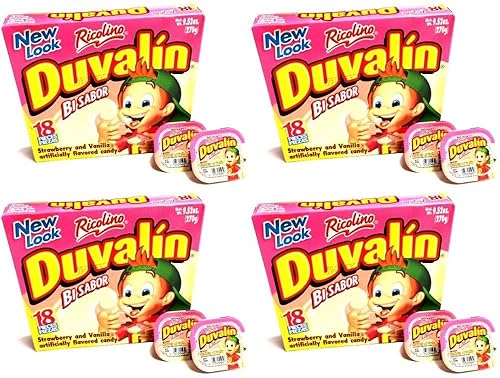 Duvalin Strawberry & Vanilla Mexican Sweet Candy 18 Pcs 9.52oz Pack of 4