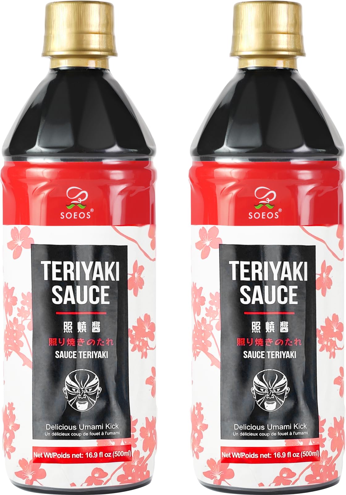 Soeos Teriyaki Sauce, Teriyaki Marinade, 16.9 Fl Oz (500 ml), 2 Pack, Sweet and Savory Flavor, Perfect for Stir-Fry, Barbecue, Marinating, Versatile