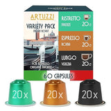 Artuzzi 60ct - Coffee Pods I Compatible with Nespresso Original Machines | Espresso Ristretto Lungo Coffee Capsules | Espresso Variety Pack I Aluminum