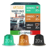 Artuzzi 60ct - Coffee Pods I Compatible with Nespresso Original Machines | Espresso Ristretto Lungo Coffee Capsules | Espresso Variety Pack I Aluminum