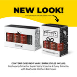 Bushwick Kitchen Sriracha Sampler Gift Box, Set Includes Gochujang Sriracha, Super Spicy Gochujang Sriracha, Curry Sriracha Hot Sauce, 5 Recipes