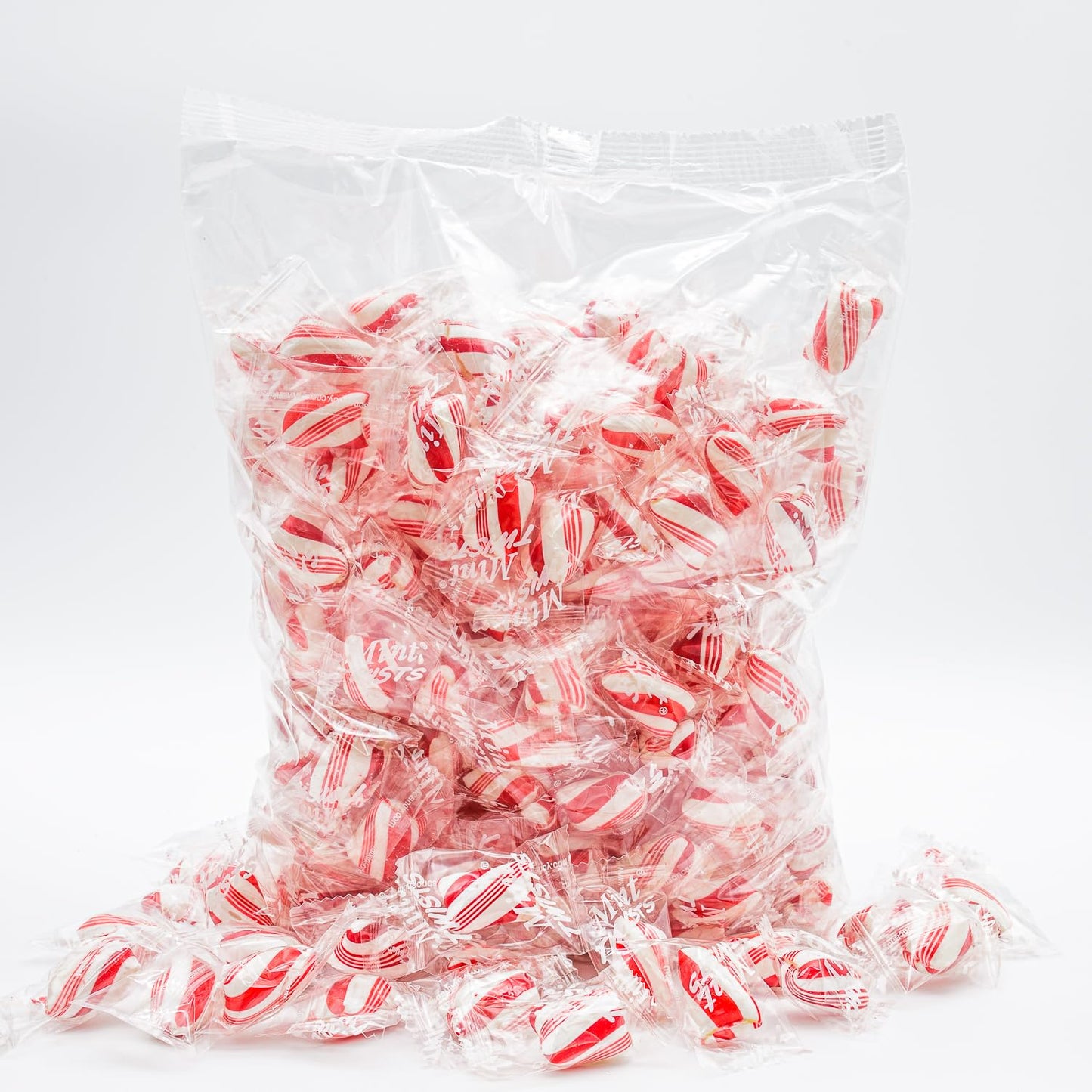 Peppermint Candy Bulk 1 lb - Red and White Mints Twists, Individually Wrapped, Natural, Gluten Free, Vegan Friendly