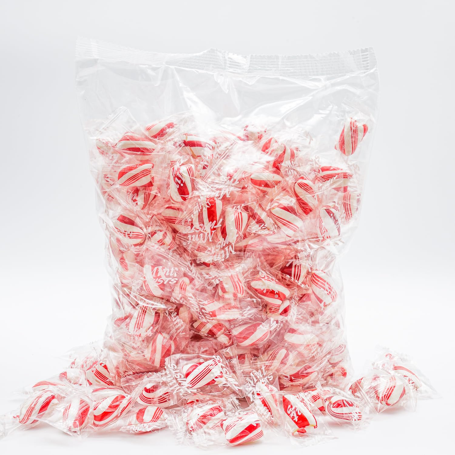 Peppermint Candy Bulk 1 lb - Red and White Mints Twists, Individually Wrapped, Natural, Gluten Free, Vegan Friendly