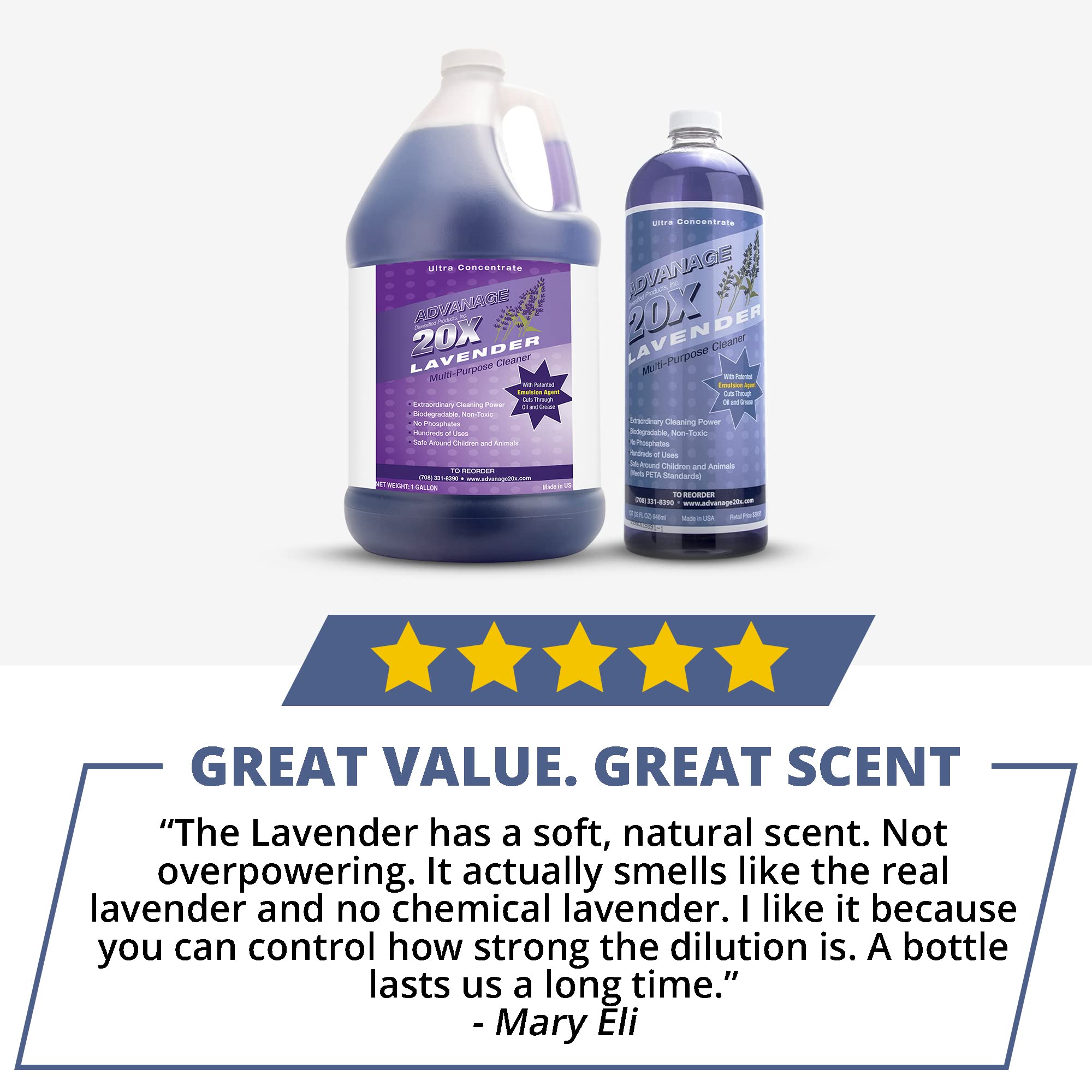 All Purpose Cleaner Concentrate - Advanage 20X The Wonder Cleaner Lavender for All Surfaces Around Bathroom, Kitchen, Oil and Grease, Multi Purpose