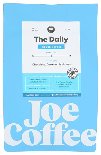 Joe Coffee Company - The Daily Whole Bean Specialty Coffee, 12 oz Bag | NYC Roaster, Rainforest Alliance Certified, Kosher, Climate-Friendly,