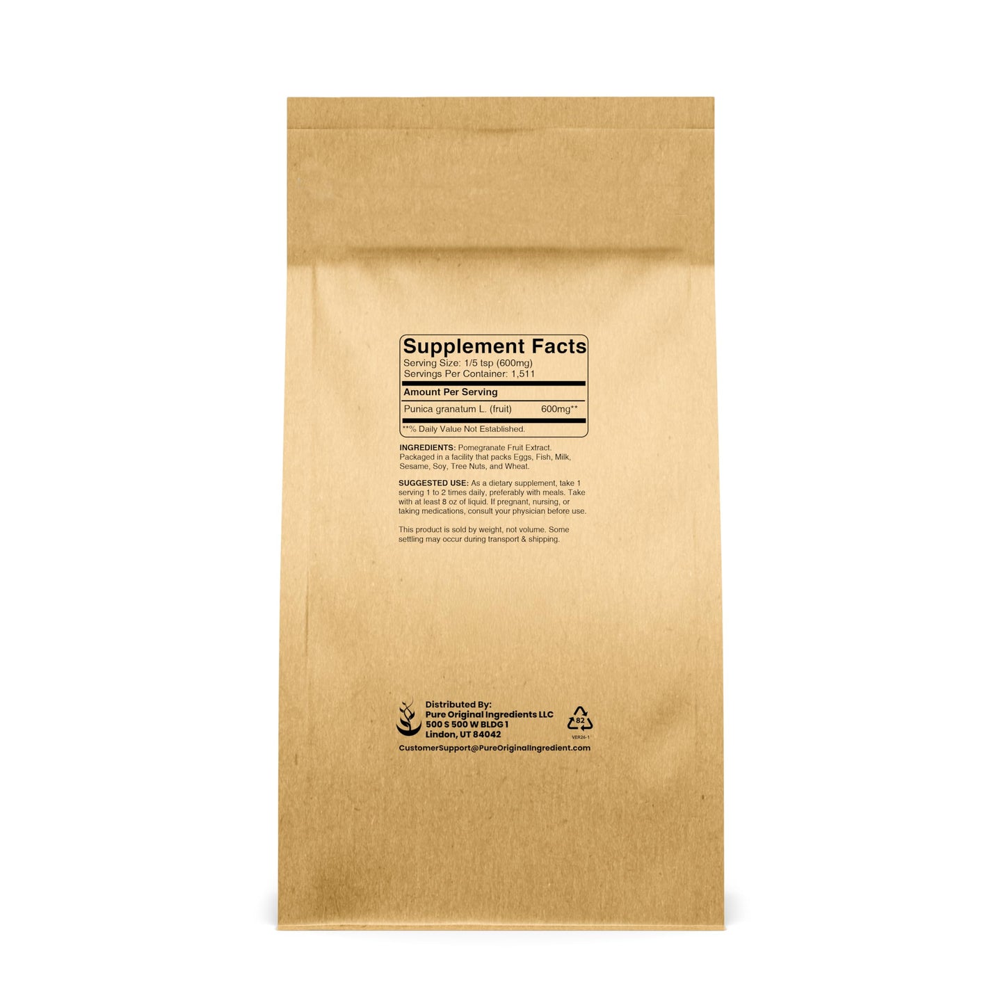 PURE ORIGINAL INGREDIENTS Pomegranate Fruit Extract Powder (32 Ounce) Always Pure, Unsweetened, Smoothie Mix-In