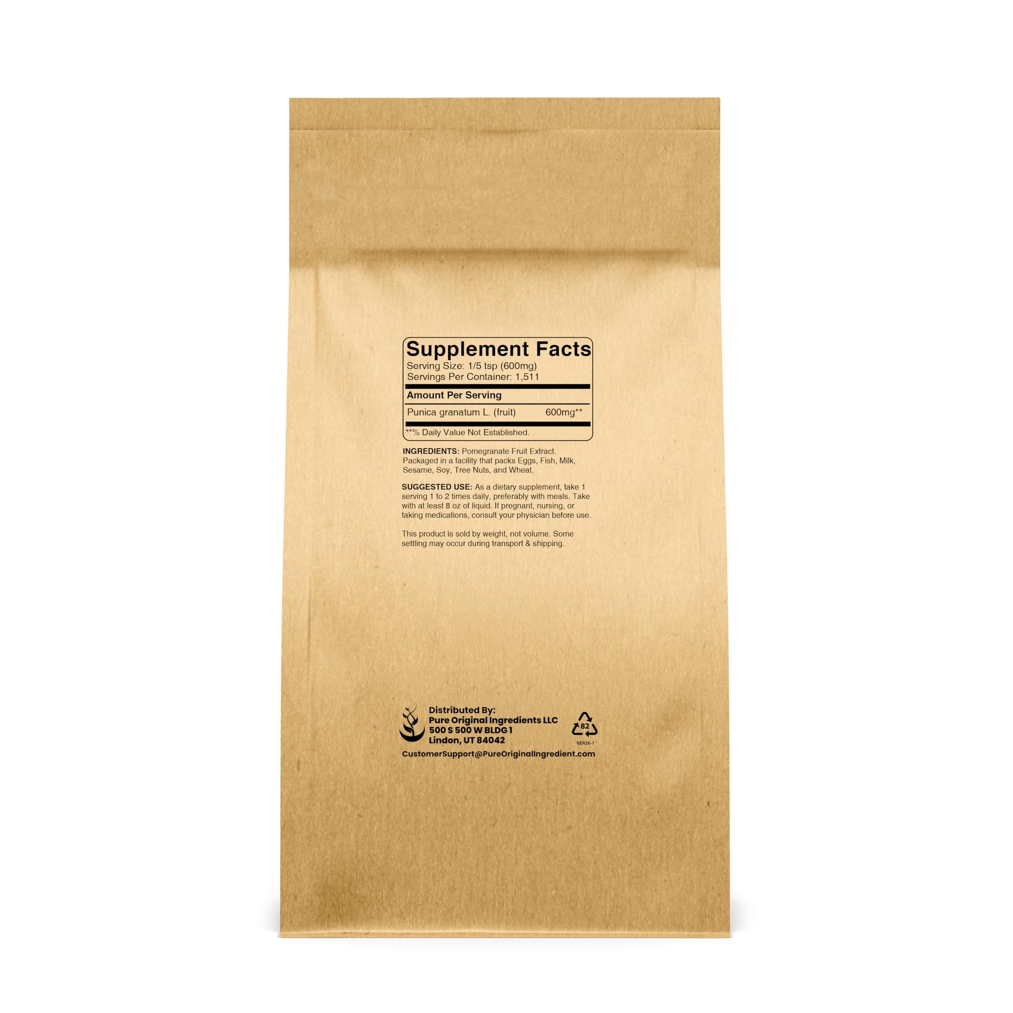 PURE ORIGINAL INGREDIENTS Pomegranate Fruit Extract Powder (32 Ounce) Always Pure, Unsweetened, Smoothie Mix-In