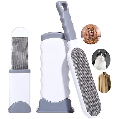 Clorest Pet Hair Remover Brush, Lint Removal Brush with Self-Cleaning Base, Gray