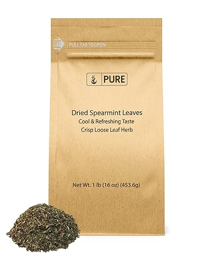 Dried Spearmint Leaves Fresh Flavor, Loose Leaf Tea Additive, Cool & Refreshing, Add to Tea (16 Ounce)