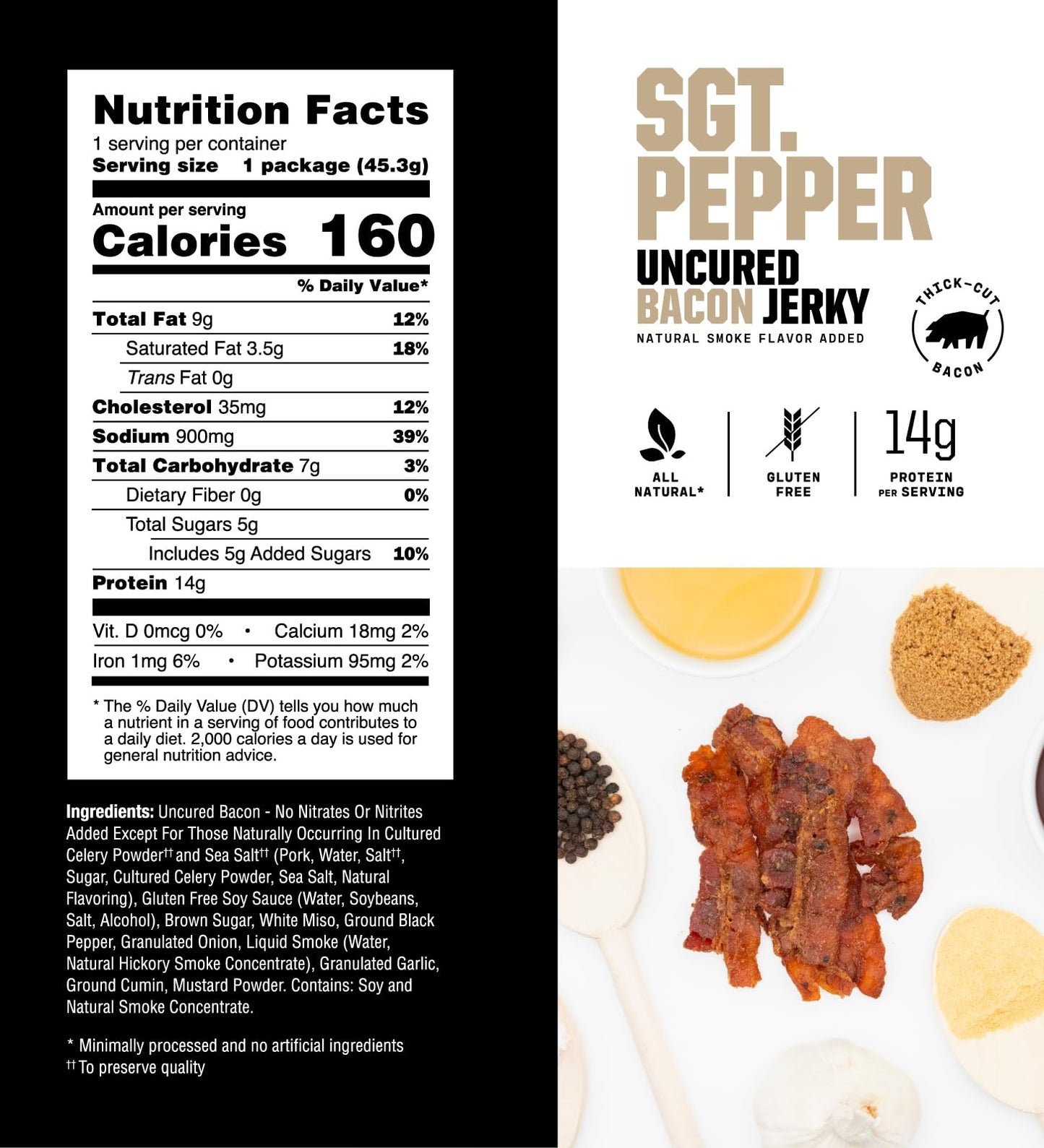 SAVAGE Bacon Jerky Variety - Sizzlin Maple, Bourbon Glaze, Smokehouse, Sgt. Pepper (Pack of 4) - Gluten Free, High Protein, Low Calorie