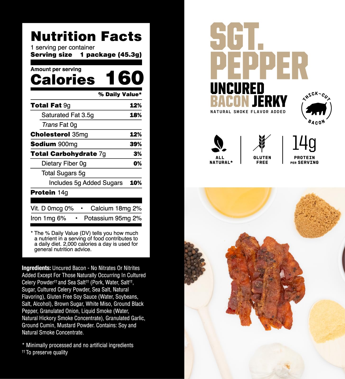 SAVAGE Bacon Jerky Variety - Sizzlin Maple, Bourbon Glaze, Smokehouse, Sgt. Pepper (Pack of 4) - Gluten Free, High Protein, Low Calorie