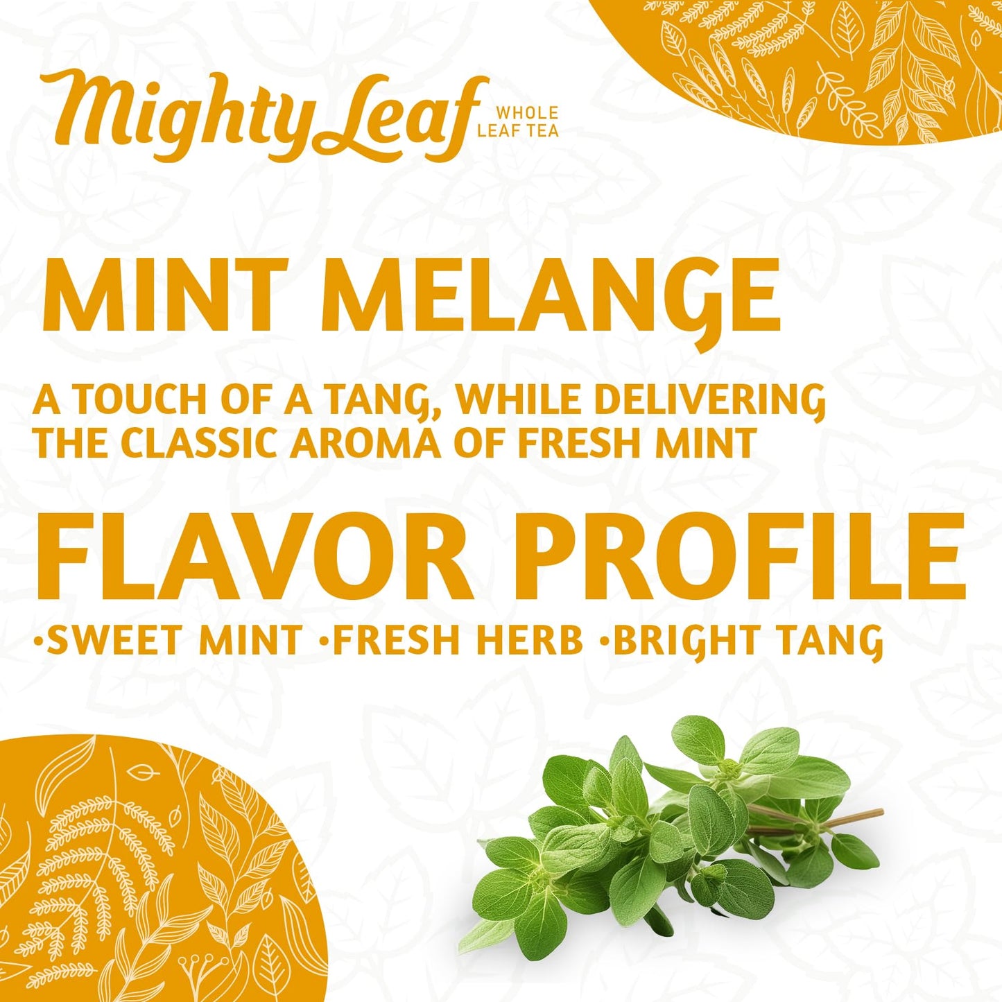 Mighty Leaf Organic Tea, Mint Melange, 15-Count Whole Leaf Pouches 1.32 Oz (Pack of 3)