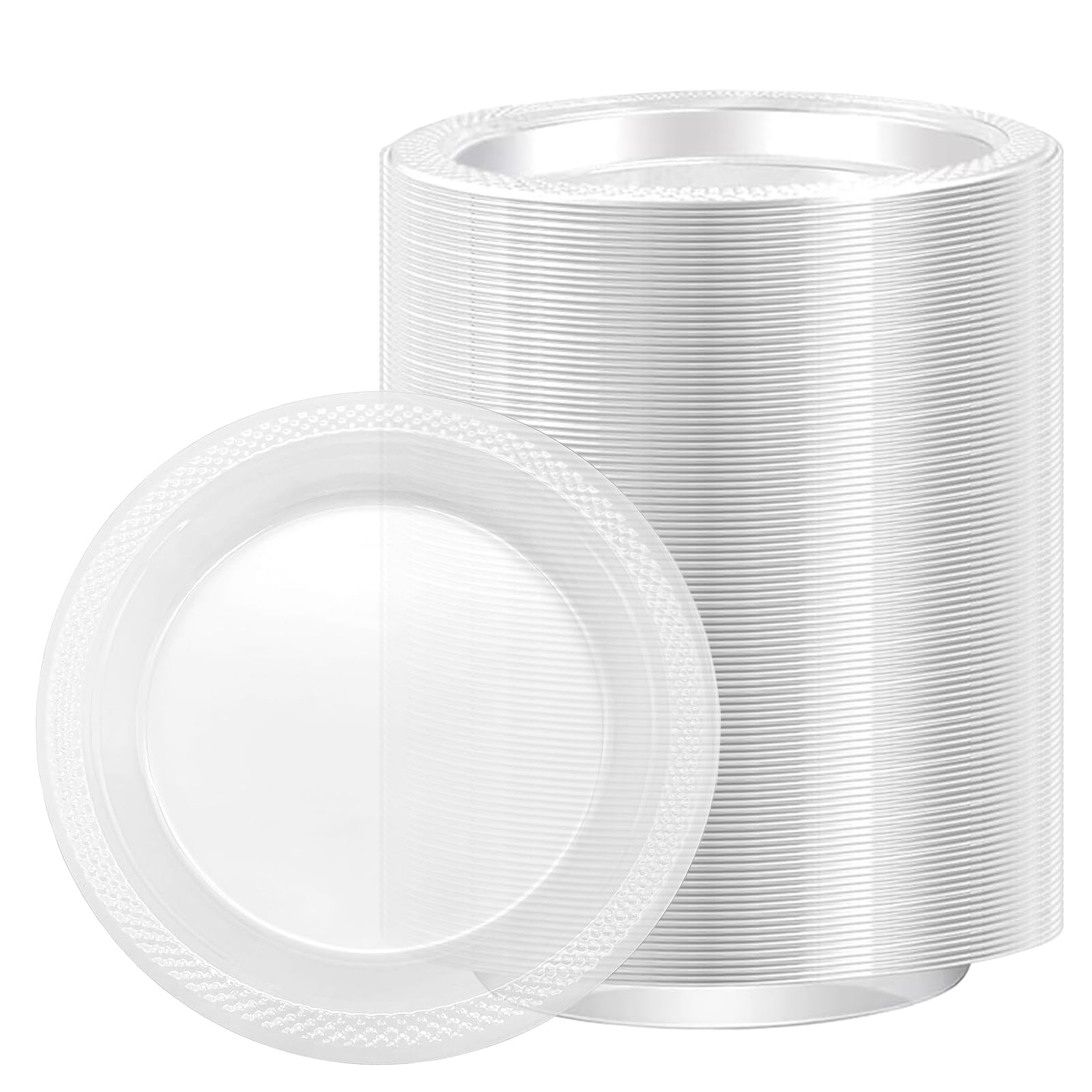 Hazyore 100 Pack 6 Inch Clear Plastic Dessert Plates Disposable, for Dessert & Appetizers BBQ Party Travel and Events Recyclable - BPA-Free Disposable