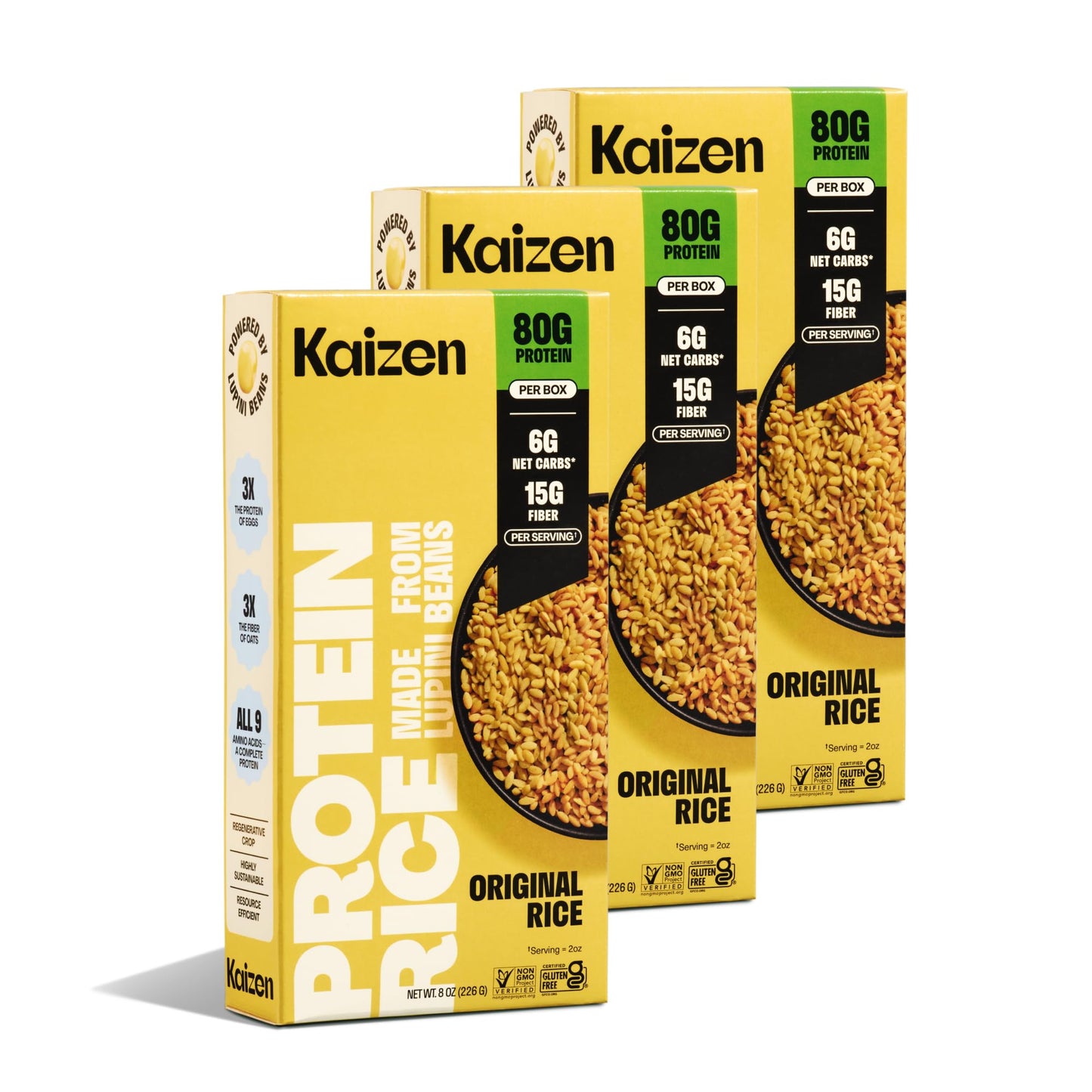 Kaizen Original Protein Rice, 20g Protein, Low Carb (6g Net Carbs), Keto-Friendly, Gluten-Free, Made with Plant-Based Lupini Beans, High Fiber, 8
