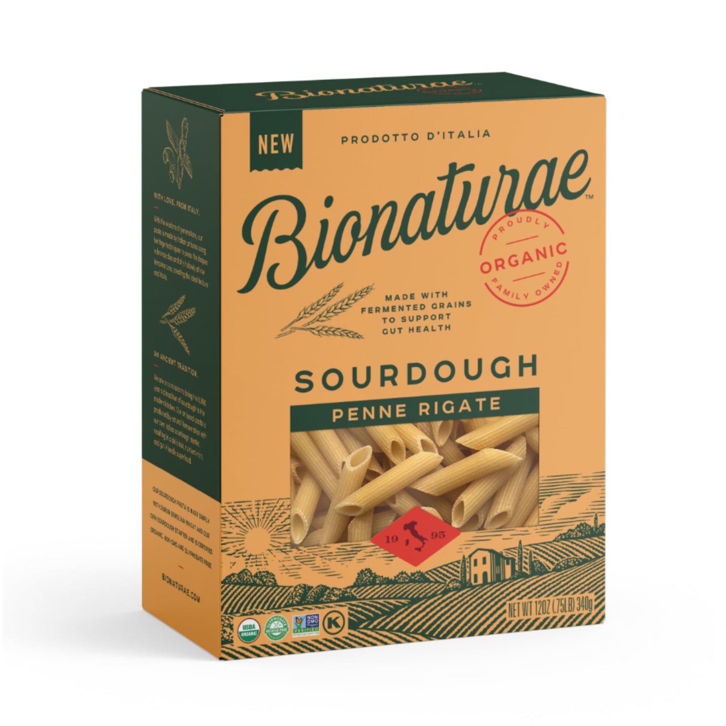 Bionaturae Sourdough Organic Penne Pasta - Organic Pasta, Pasta Penne, Pasta Noodles, Penne Pasta Noodles, Dried Pasta, Penne Noodles - 12 Ounce
