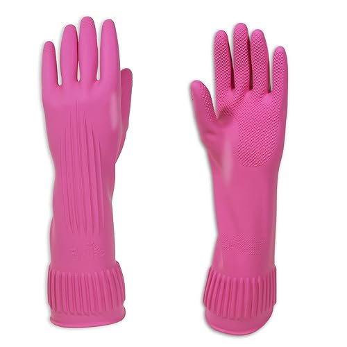 Mamison Quality Kitchen Non-Slip Reusable Kitchen Rubber Gloves, House Hold, Cleaning, Home Improvement (Medium, 5 Pairs)