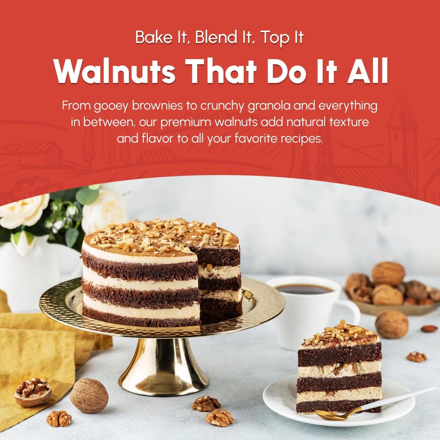 California Raw Walnuts- 4 Pounds, Resealable Package-Fresh, No Shell, Unsalted-All Natural Dry Halves and Chopped Pieces-For Snacking, Kids, Baking