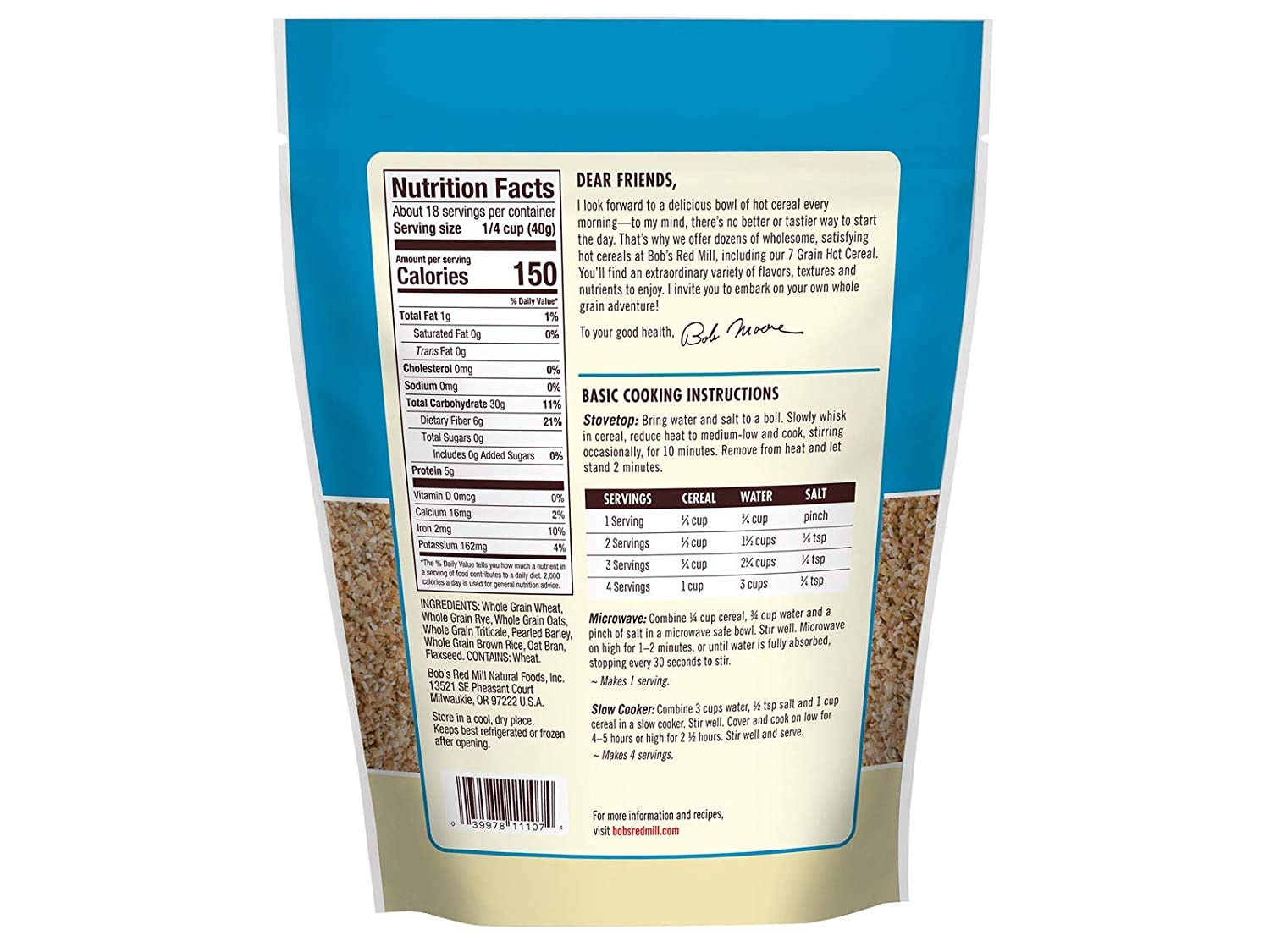 Bob's Red Mill 7 Grain Hot Cereal, 25-ounce (Pack of 2)